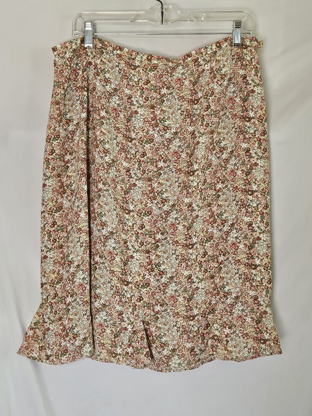 Talbots Silk Floral print A-line skirt Womens 16 NWOT Ruffle Hem Feminine Lined